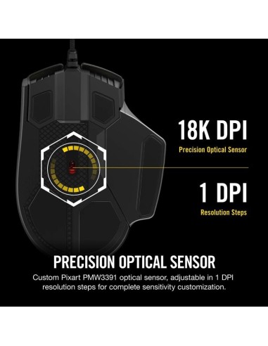 Raton corsair usb gaming glaive rgb pro optico 16k dpi negro CH-9302211-EU kiwiku.com