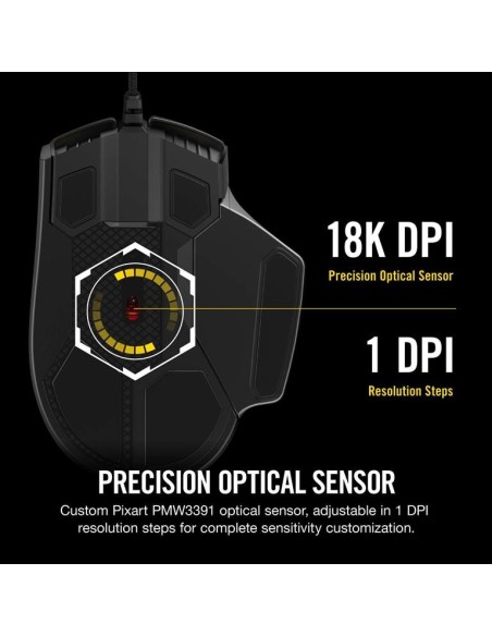 Raton corsair usb gaming glaive rgb pro optico 16k dpi negro CH-9302211-EU kiwiku.com