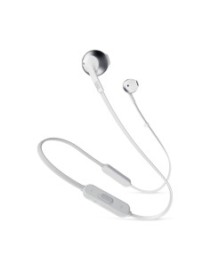 Jbl, T205bt auriculares ergonómicos con micrófono y control remoto bluetooth, Blanco plata  kiwiku.com