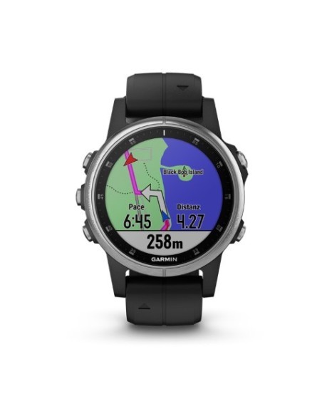 Garmin fenix 5s plus plata con correa negro 42mm reloj multideporte premium gps glonass bluetooth  kiwiku.com