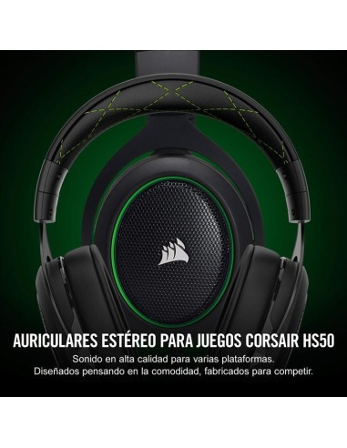 Auriculares corsair hs50 stereo verde CA-9011171-EU kiwiku.com