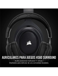 Auriculares corsair hs60 surround negro carbon CA-9011173-EU kiwiku.com 2