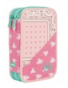 Milan, Plumier de 2 pisos con contenido patch, Rosa