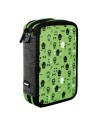 Milan, Plumier de 2 pisos con contenido skulls, Verde
