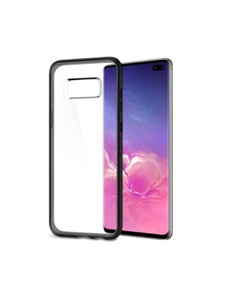 Jc funda silicona samsung s10+ transparente borde metal negro  kiwiku.com