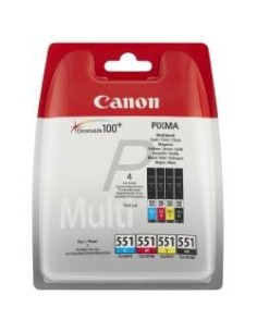 Canon CLI 551 C M Y Bk - Cartucho de tinta para impresora, multicolor (amarillo, cyan, magneta y neg