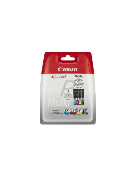 Canon CLI 551 C M Y Bk - Cartucho de tinta para impresora, multicolor (amarillo, cyan, magneta y neg
