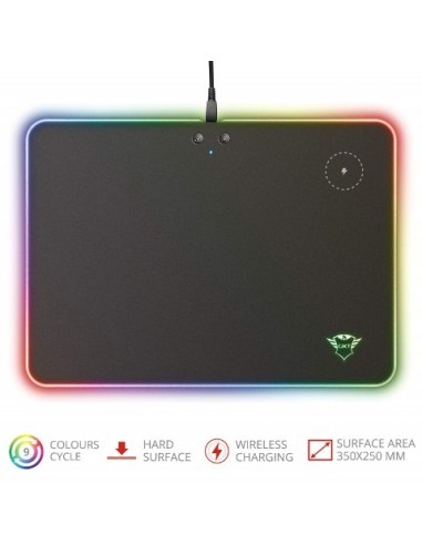 Trust, Alfombrilla gaming gxt 750 qlide rgb + qi  23184 kiwiku.com