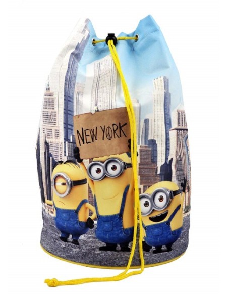 Mochila tubo polyester 38xØ24 cm. minions 92982 kiwiku.com