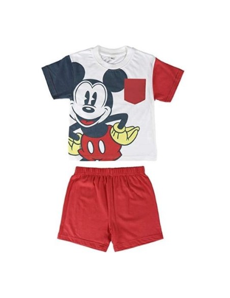 Pijama corto algodón mickey, Color Rojo  kiwiku.com