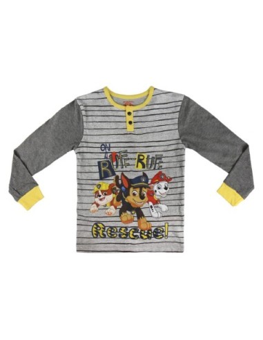 Pijama largo algodón paw patrol, Color Perla, kiwiku.com