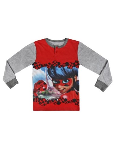 Pijama largo algodón lady bug, Color Gris, kiwiku.com