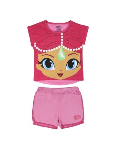 Pijama corto algodón single jersey shimmer and shine, Color Blanco kiwiku.com