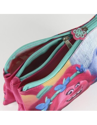 Estuche/portatodo plano 3 compartimentos trolls, Color Fucsia 2100002151 kiwiku.com