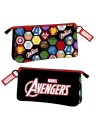 Estuche/portatodo plano 3 compartimentos avengers, Color Negro