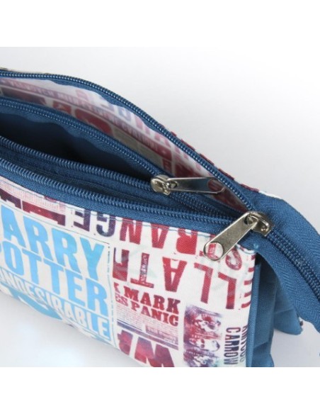 Estuche/portatodo plano 3 compartimentos harry potter, Color Azul 2100002607 kiwiku.com