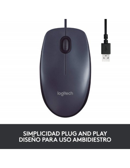 Logitech M100 - Ratón óptico Compacto, Color Negro 910-005003 kiwiku.com
