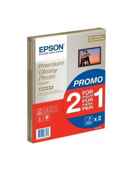 Epson C13S042169 - Papel fotográfico A4,  2x15 hojas