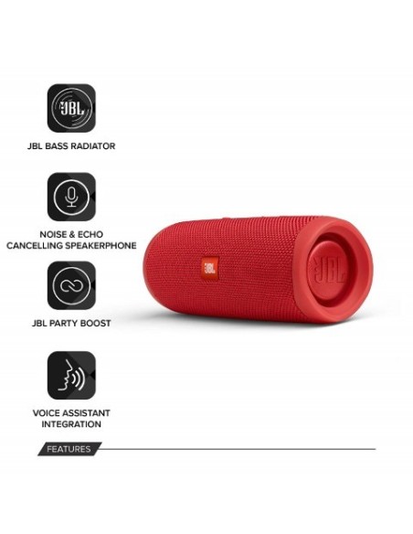 JBL, Altavoz inalámbrico con bluetooth Flip 5, Color Rojo JBLFLIP5RED kiwiku.com