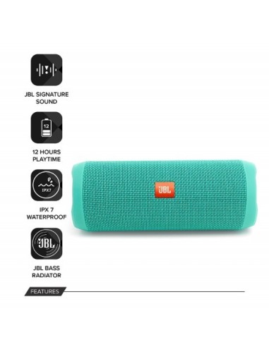 JBL Altavoz inalámbrico bluetooth Flip 4 resistente al agua, Color Turquesa  kiwiku.com