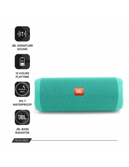 JBL Altavoz inalámbrico bluetooth Flip 4 resistente al agua, Color Turquesa  kiwiku.com
