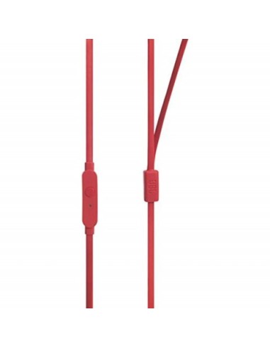 JBL Auriculares T110 De Botón Con Micrófono Integrado, Color Rojo - Sonido Pure Bass  