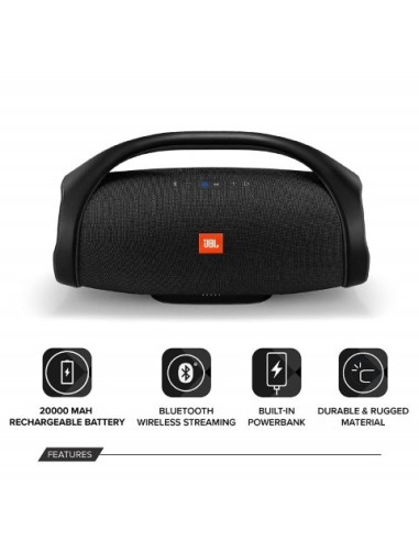 JBL, Altavoz inalámbrico bluetooth boombox, Color Negro  kiwiku.com