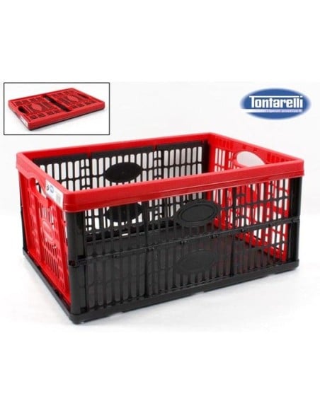 Tontarelli, Caja plegable 32l-47,5x35x23,6cm, Color rojo/negro 35565 kiwiku.com