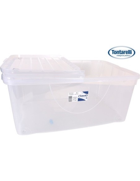 Tontarelli, Caja almacenaje con tapa plegable 40l dodo, Transparente/blanco 44330 kiwiku.com
