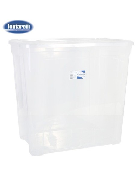 Tontarelli, Caja almacenaje 85 l con tapa combi, Transparente 39531 kiwiku.com
