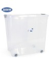 Tontarelli, Caja almacenaje 85 l con tapa y ruedas combi, Transparente