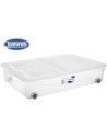 Tontarelli, Caja almacenaje  56,4 l con tapa y ruedas dodo, Transparente
