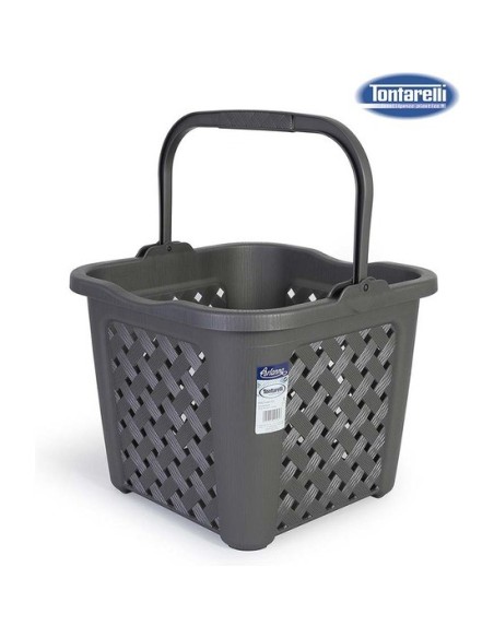 Cesta ropa cuadrada con asa 25l arianna, Color Gris 39533 kiwiku.com