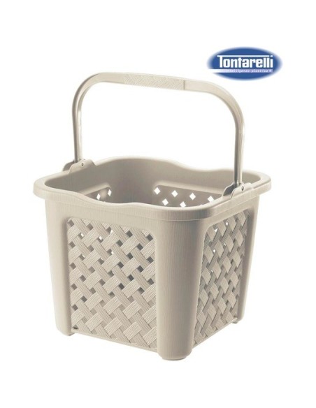Cesta con asa 25l arianna, Color Beige 36845 kiwiku.com