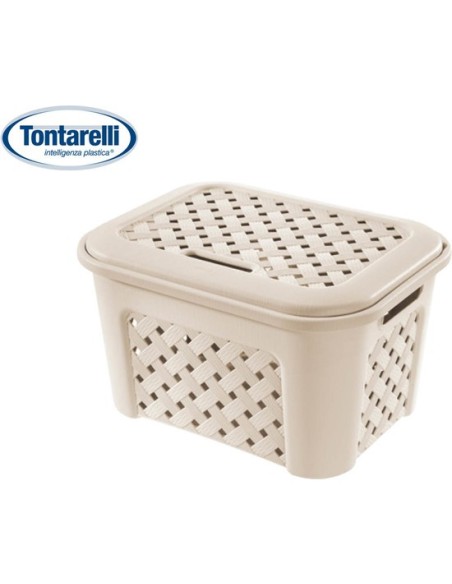 Cesta ropa con tapa 43,5x33,5x26cm arianna, Color Crema  37159 kiwiku.com