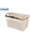 Cesta ropa con tapa 58x38x33cm arianna angora, Color Crema