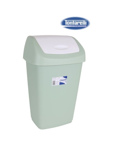 Papelera con tapa basculante 15l aurora, Color Crema/verde 37458 kiwiku.com