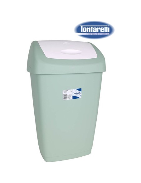 Papelera con tapa basculante 25l aurora, Color Crema/verde 36973 kiwiku.com