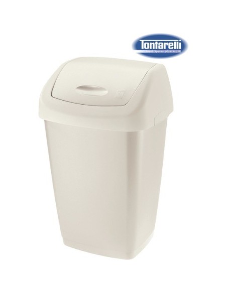 Papelera con tapa basculante 25l aurora, Color Crema 37049 kiwiku.com