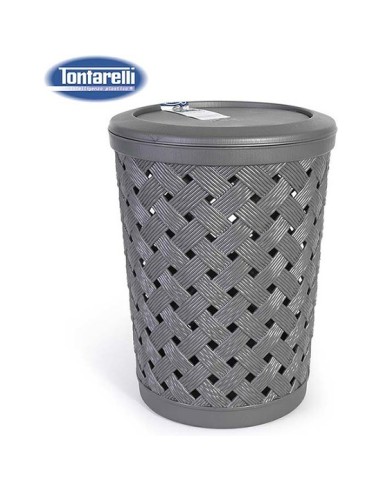 PAPELERA C/TAPA GRIS 12L