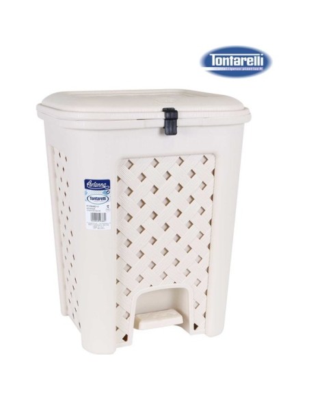 Papelera con pedal 18l arianna angora, Color Crema 39043 kiwiku.com