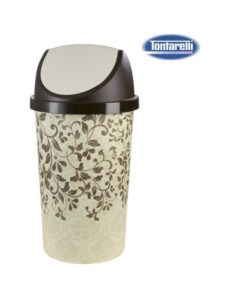 Papelera basculante vintage 45l big leaves 36784 kiwiku.com