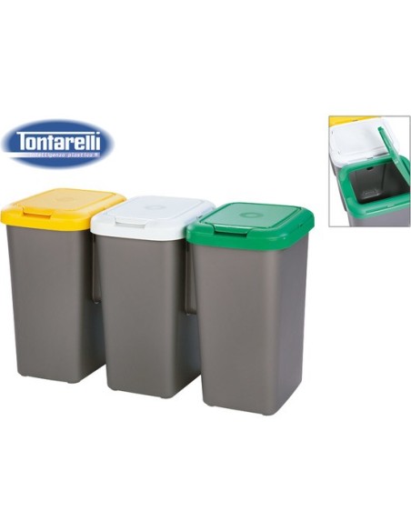 Set 3 papeleras de reciclaje 77x32x47,5 cm 36595 kiwiku.com