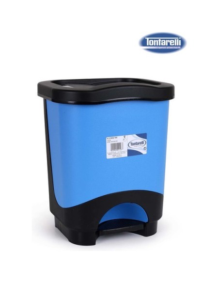 Cubo basura a pedal 8l idea, Color negro/azul 39147 kiwiku.com