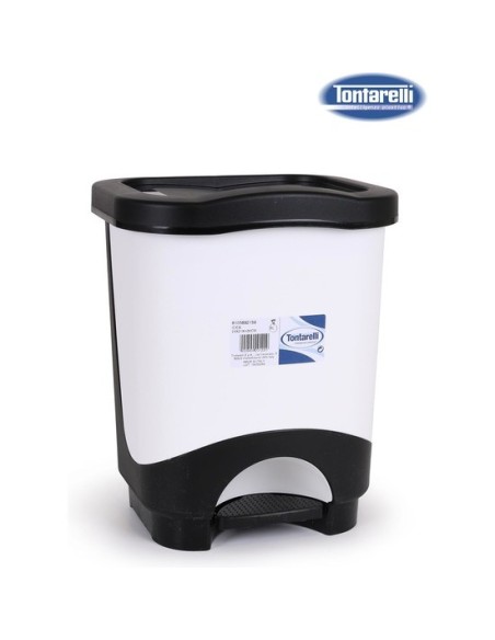 Cubo basura a pedal 8l idea, Color negro/crema 39044 kiwiku.com