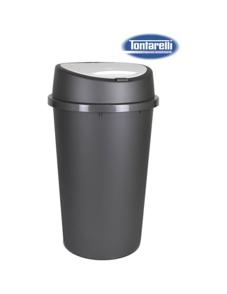 Cubo basura c/tapa push 25l bingo, Color crema/grafito 39535 kiwiku.com