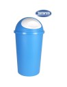 Cubo basura c/tapa 45l big hoop, Color crema/azul