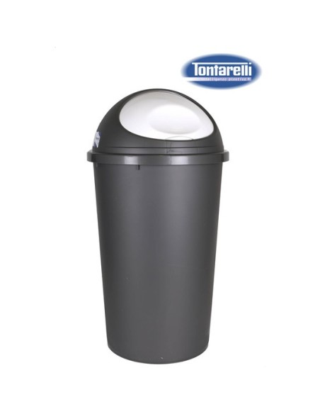 Cubo basura con tapa 45l big hoop, Color crema/grafito 39349 kiwiku.com