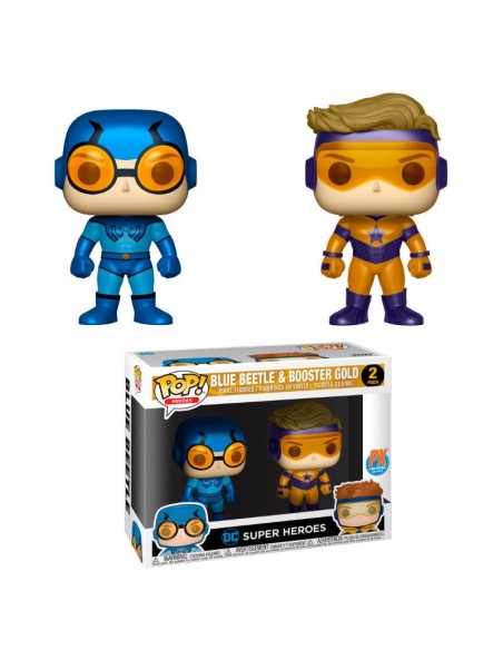 Set 2 figuras pop dc blue beetle & booster gold metallic exclusive  kiwiku.com