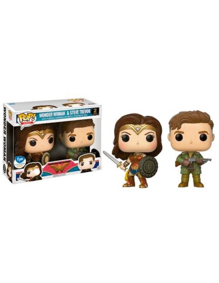 Set 2 figuras pop! dc wonder woman movie wonder woman & steve trevor exclusive  kiwiku.com